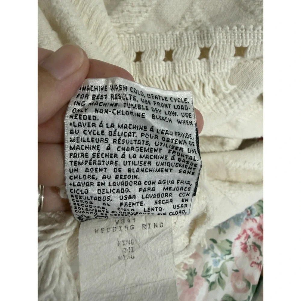 Vtg. KING Bedspread Crown Crafts WOVEN Ivory Cotton 112